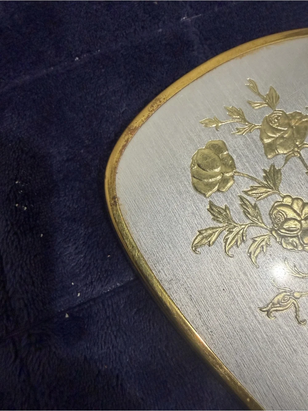 Vintage Gold Floral Hand Mirror and Brush Set - Hollywood Regency